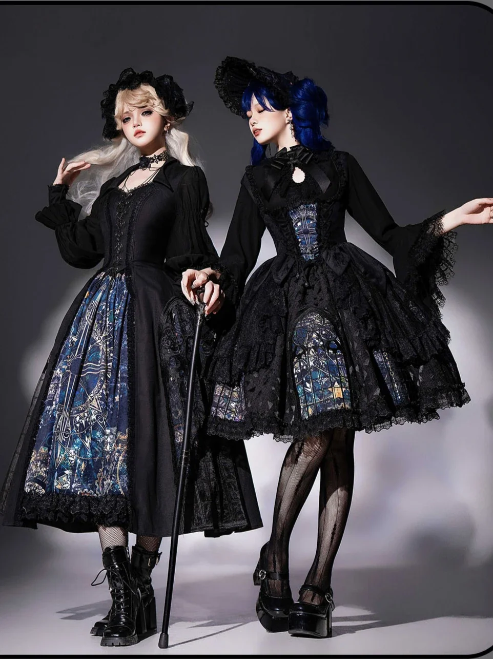 

~Night Traveler~Gothic Lolita Skirt Long Coat Long-Sleeved Shirt and Bustier by Susin Lolita PRE ORDER / 3 months