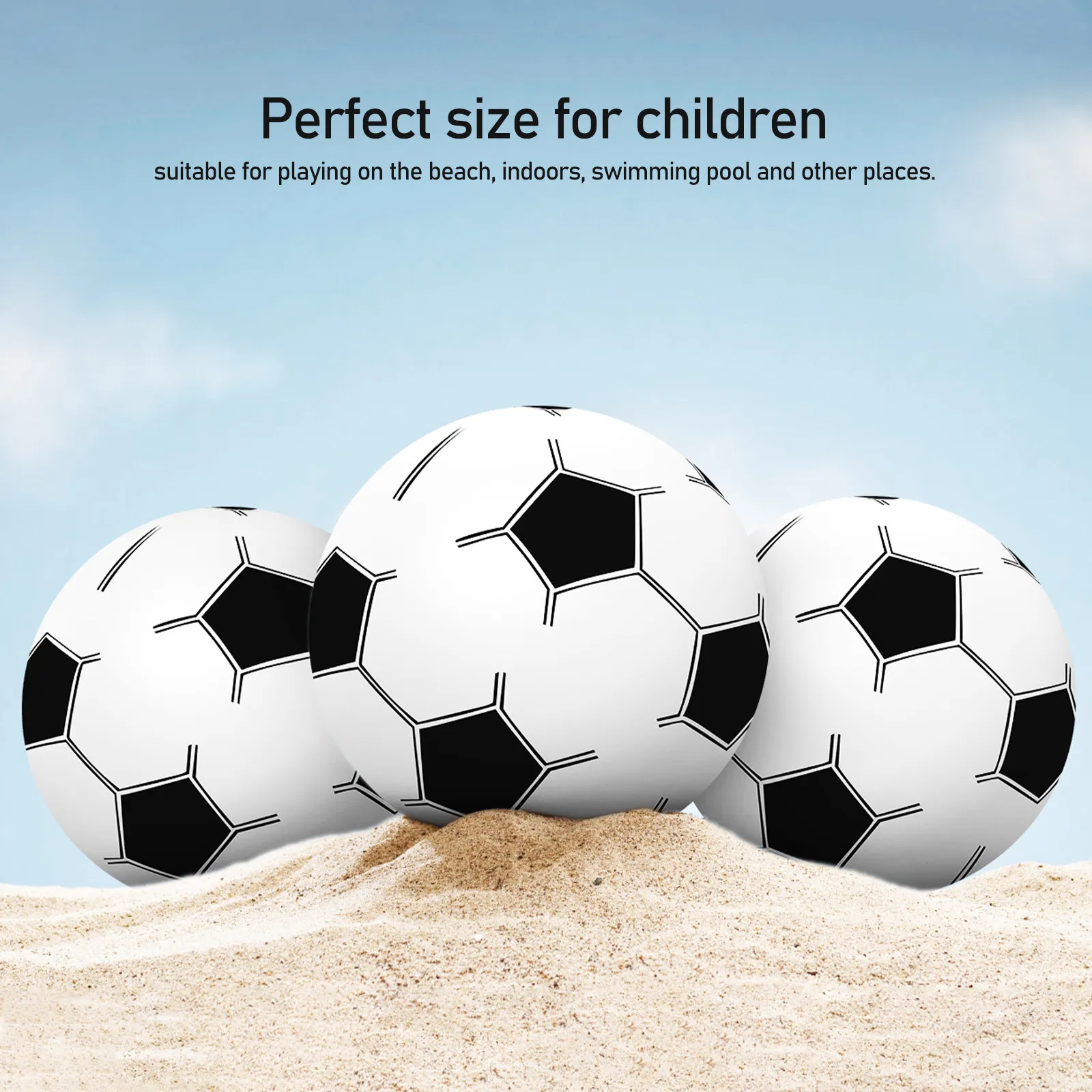 

15Pcs Football Beach Balls Reusable Waterproof PVC Material Easy Inflate Valve for Outdoor Pool Beach Games Gathering