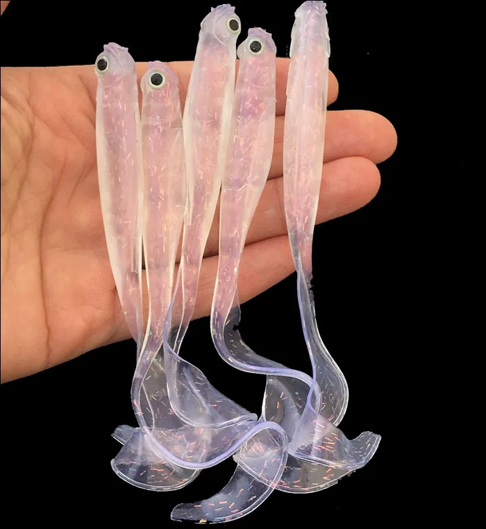 Fishing Lure Soft Bait 6.5g 10.5cm Single Tail Grub Artificial Fish Bait Night Fishing Glow Luminous Lot 5 Pieces
