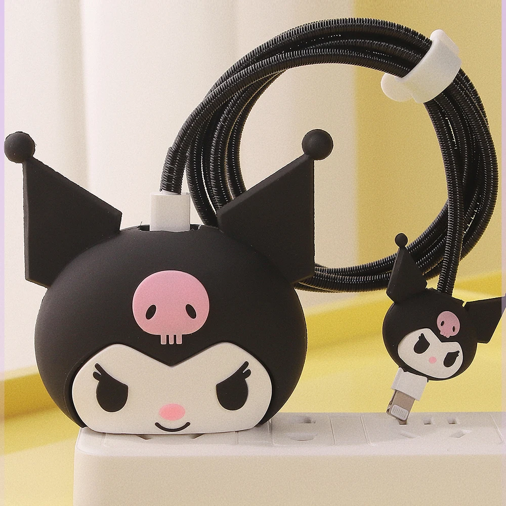 4 ピース/セットサンリオハローキティデータケーブル保護ケース Kt 猫アニメかわいいドロッププルーフ 20 ワット充電器 PVC 保護ケース誕生日ギフト