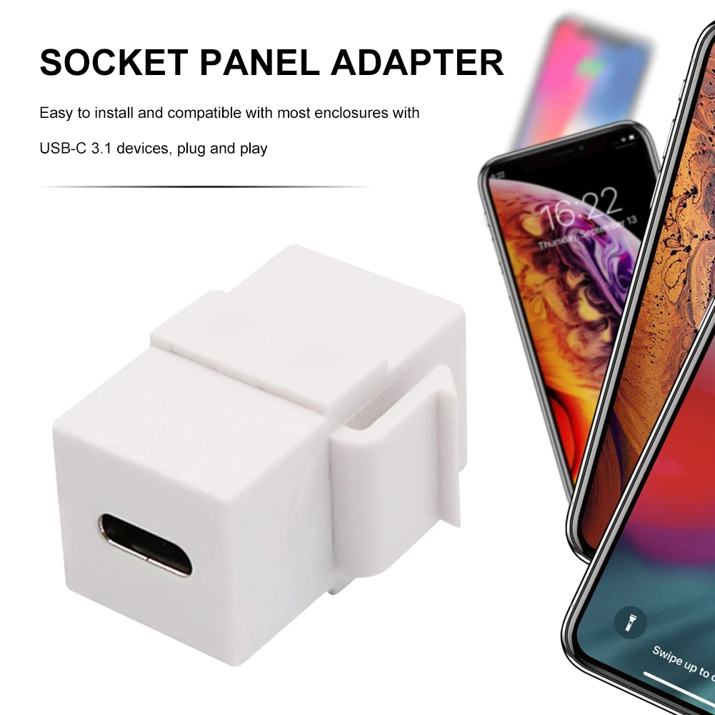 USB 3.1 Type C Extension Connector Support Charging Data Synchronization Keystone Jack for Wall Plate Outlet Panel