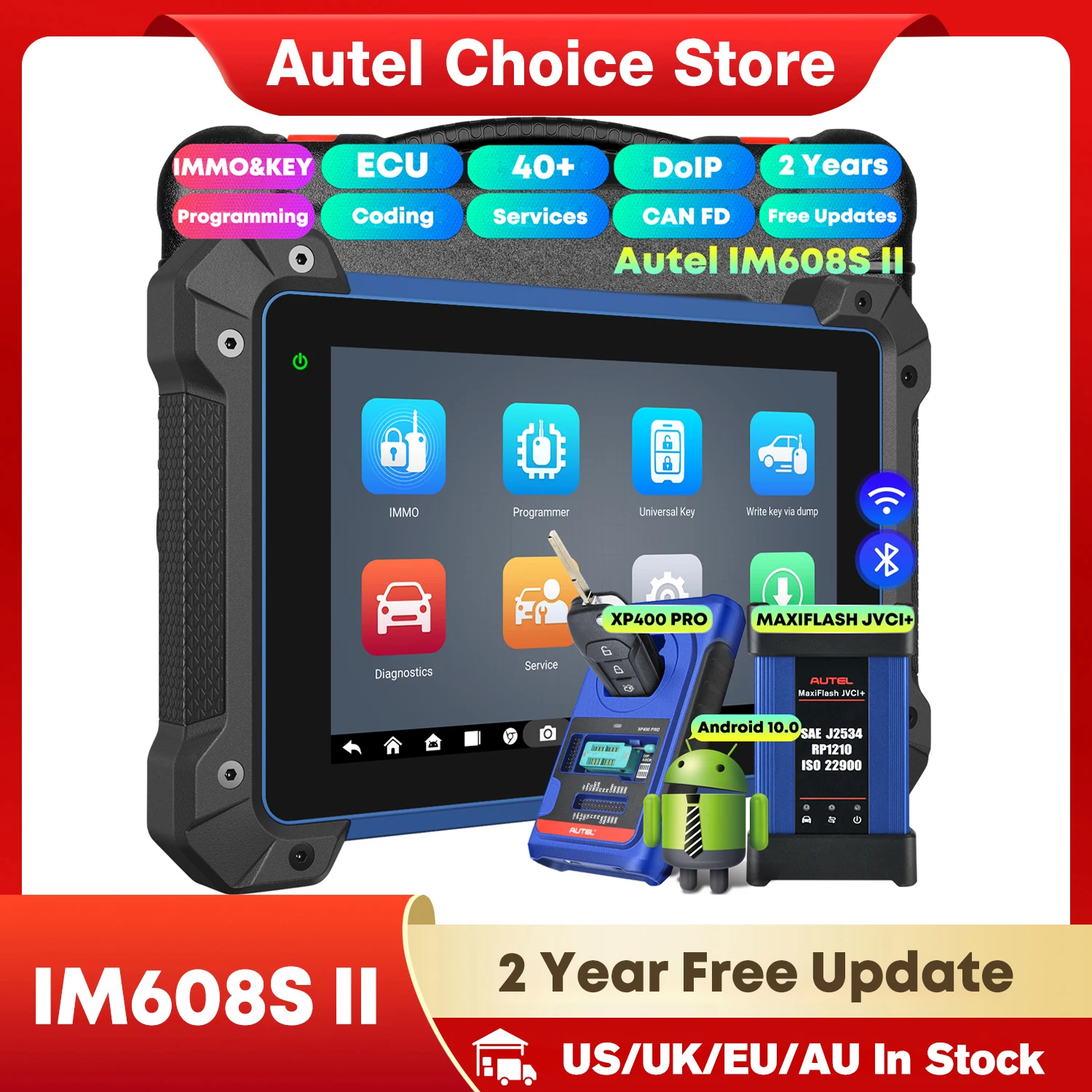 Autel MaxiIM IM608S II XP400Pro IMMO Key Programmer Programming Tool ECU Coding OBD2 Scanner Car Diagnostic Tool IMMO Key PK IM508 IM508S IM608
