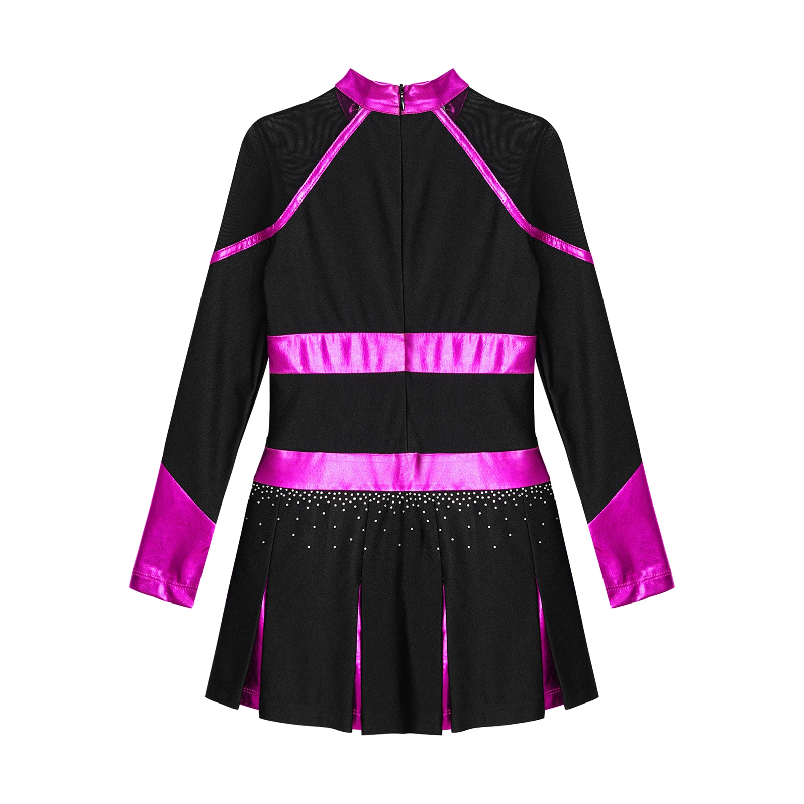Disfraz de baile para niños y niñas, uniformes de porristas con diamantes de imitación brillantes, Patchwork metálico, m