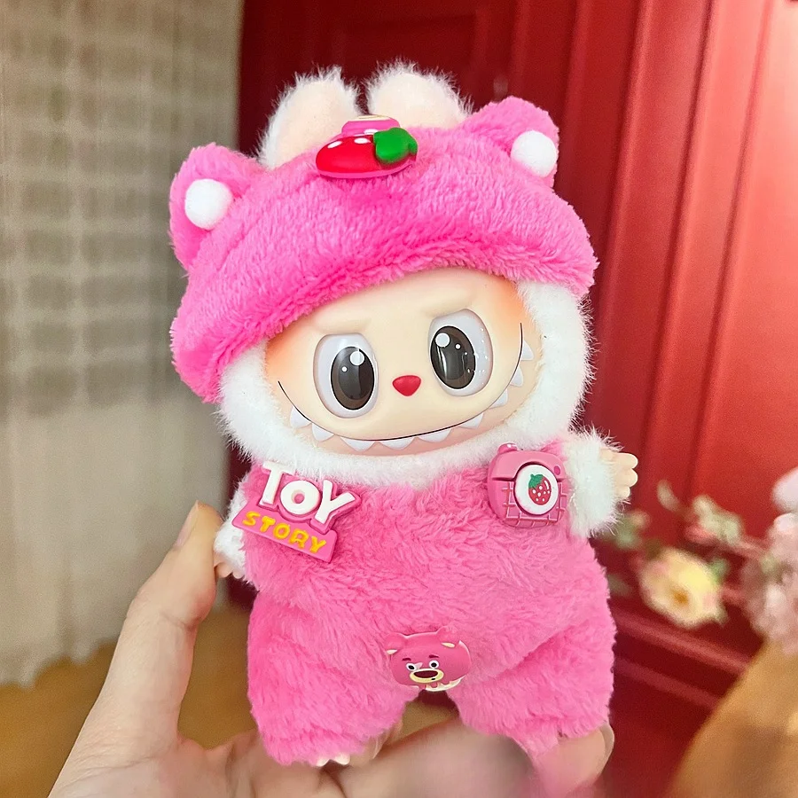 Para 17cm labubu roupas moda bjd moletom com capuz boneca acessórios decoração bonito mini roupas substituição dos desenhos animados roupas agradáveis