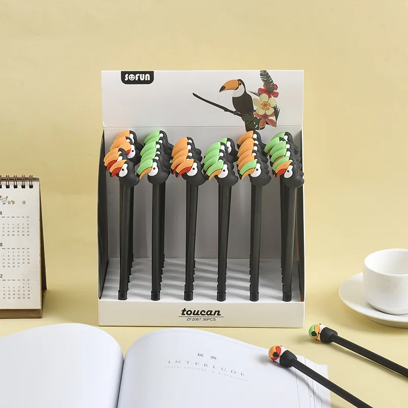 

36PCS Toucan Rollerball pen soft glue creative animal modeling pen student pen