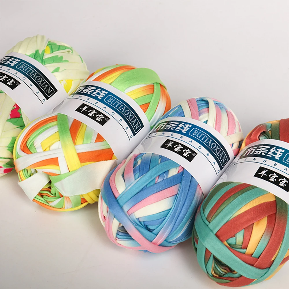 1pcs 100g Colourful Cotton Wool Thick Yarn Soft Colored Cloth Yarn For Hand Knitting Woven Bag Carpet DIY Hand-knitted Material