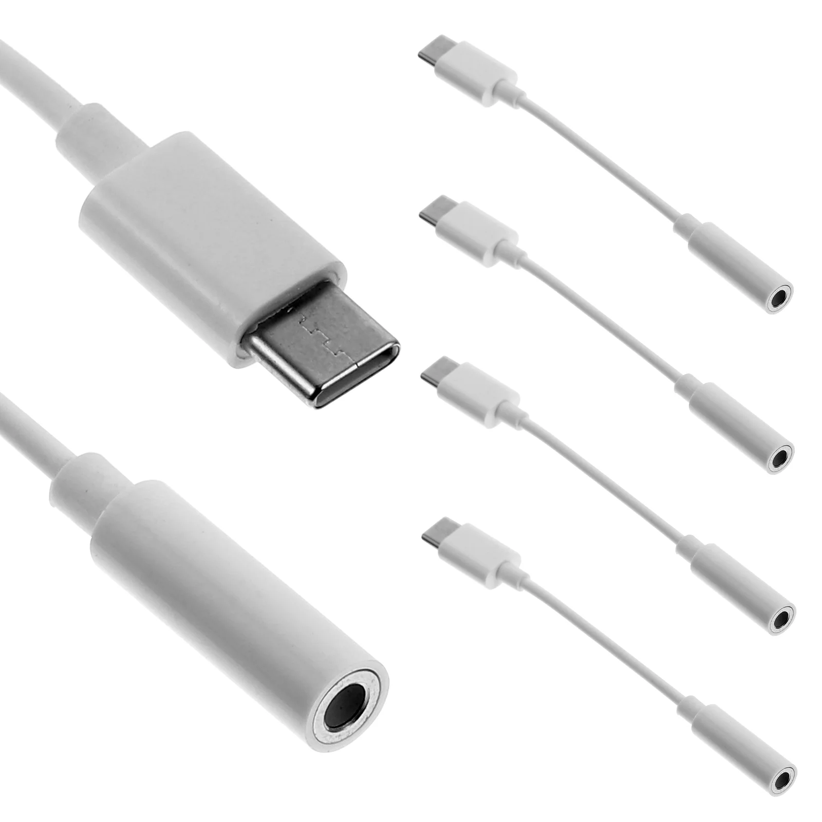 

4 Pcs Earphones Typec Adapter Headphones for Computer Practical White Abs Shell Type-C Cable