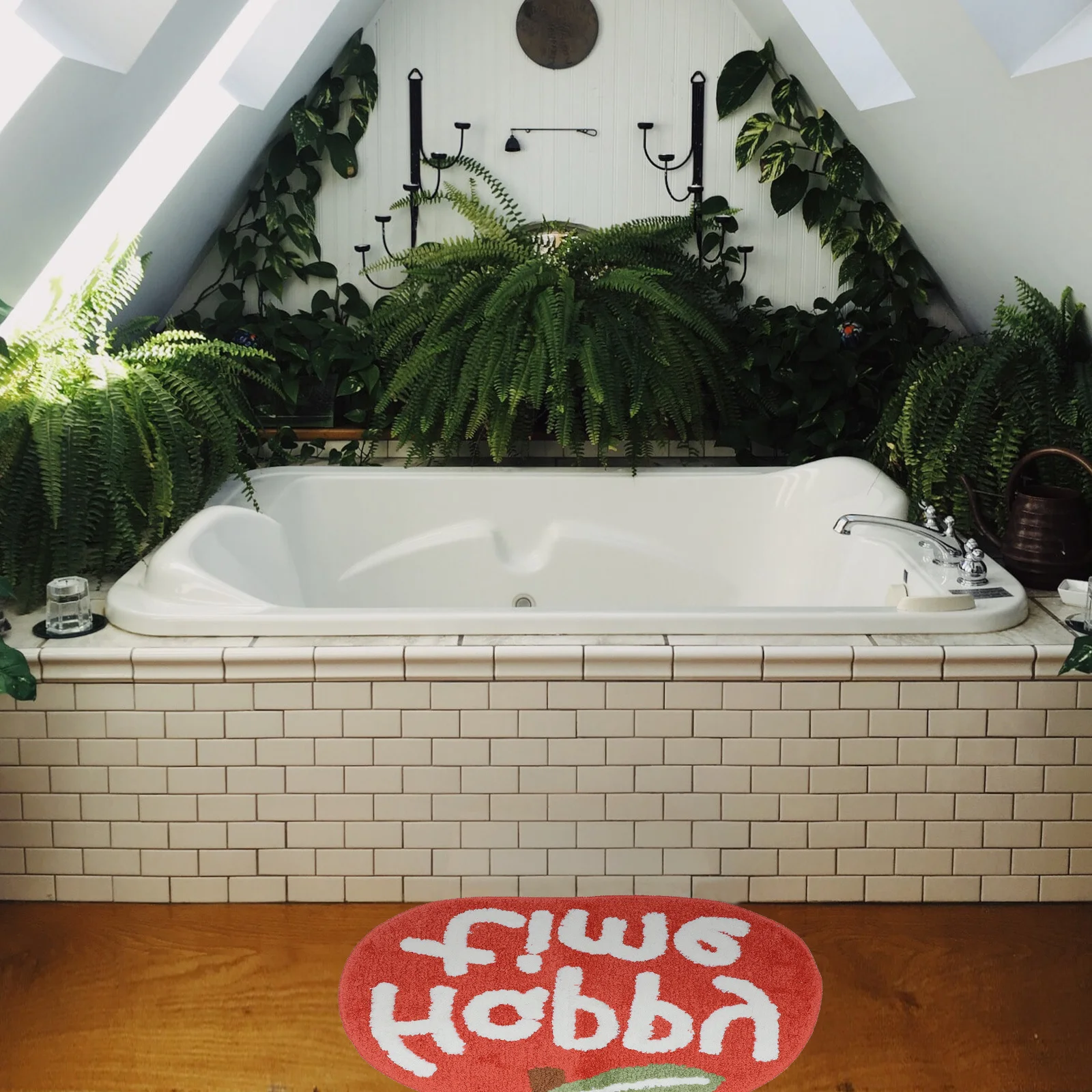 

1Pcs Cartoon Apple Shaped Anti-Slip Floor Mat Waterproof Absorbent Durable Door Kitchen Bathroom Non-Skid Carpet