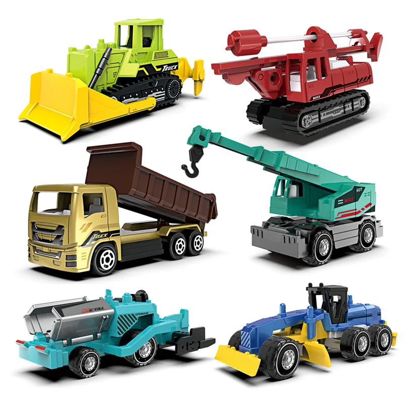 1:64 Alloy New Engineering Vehicle Model Set Heavy Truck Drilling Rig Crane Model