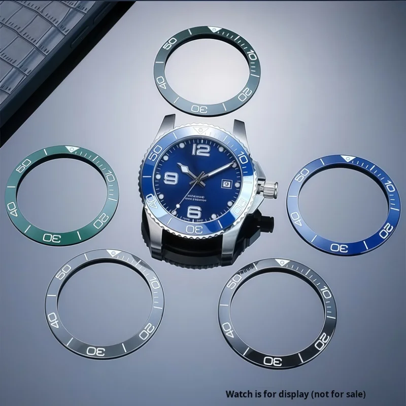 For Longines Conquest 41mm dial 39*31.2 or 43mm dial 41.5*32. 4mm Ceramic bezel with Luminous bead HydroConquest Replace Parts