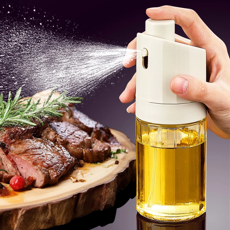 Nuevo Pulverizador de aceite de vidrio portátil de 230ml para cocinar tipo prensa botella dispensadora de aceite de oliva para ensalada barbacoa cocina hornear Picnic