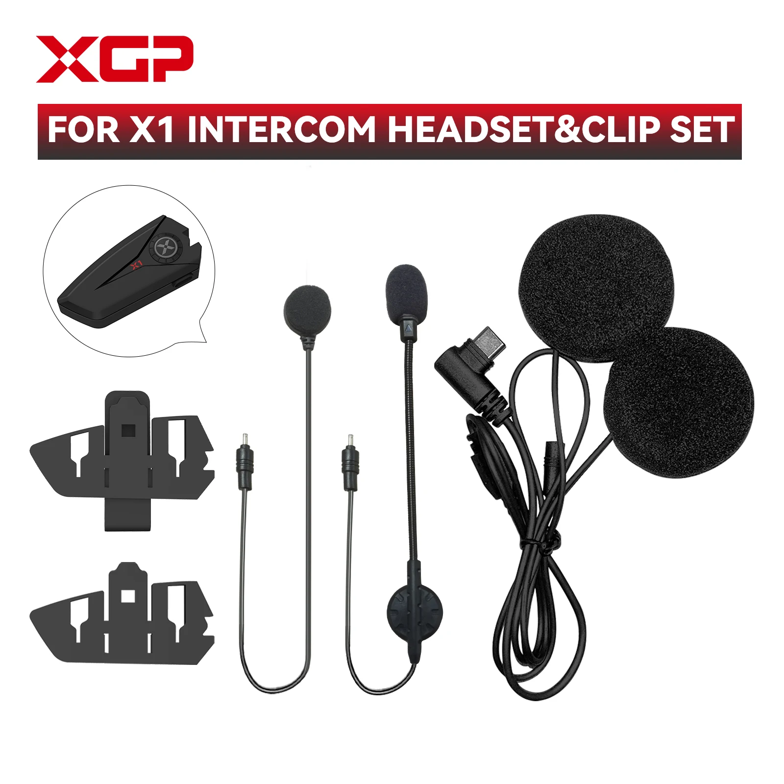 XGP X1 Motorcycle Helmet Headset Headphone&Clips Set Interphone Headphone Jack Plug&Mount Bracket Motorcycle Accessories