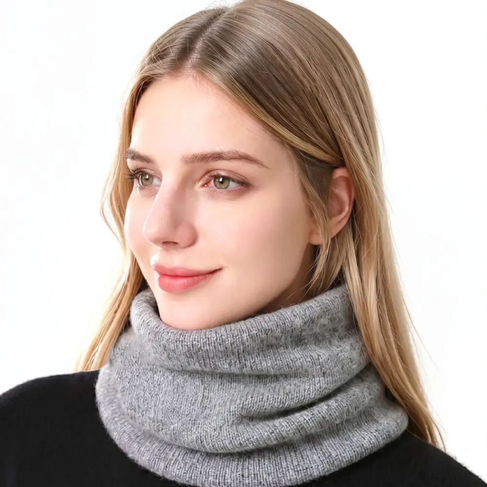 Knitted Neck Warmer For Nangaer Unisex Winter Thermal Cowl Wrap Soft Fleece Lined Solid Color Thickened Cold Weather Scarf