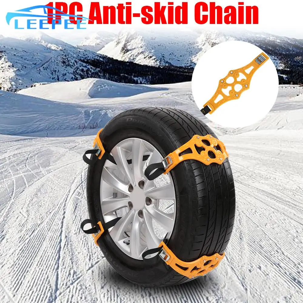 Adjustable Car Anti-skid Safety Winter Roadway Safety Tire 1pcs/set Snow Snap Skid Wheel chains Double buckle TPU Chains