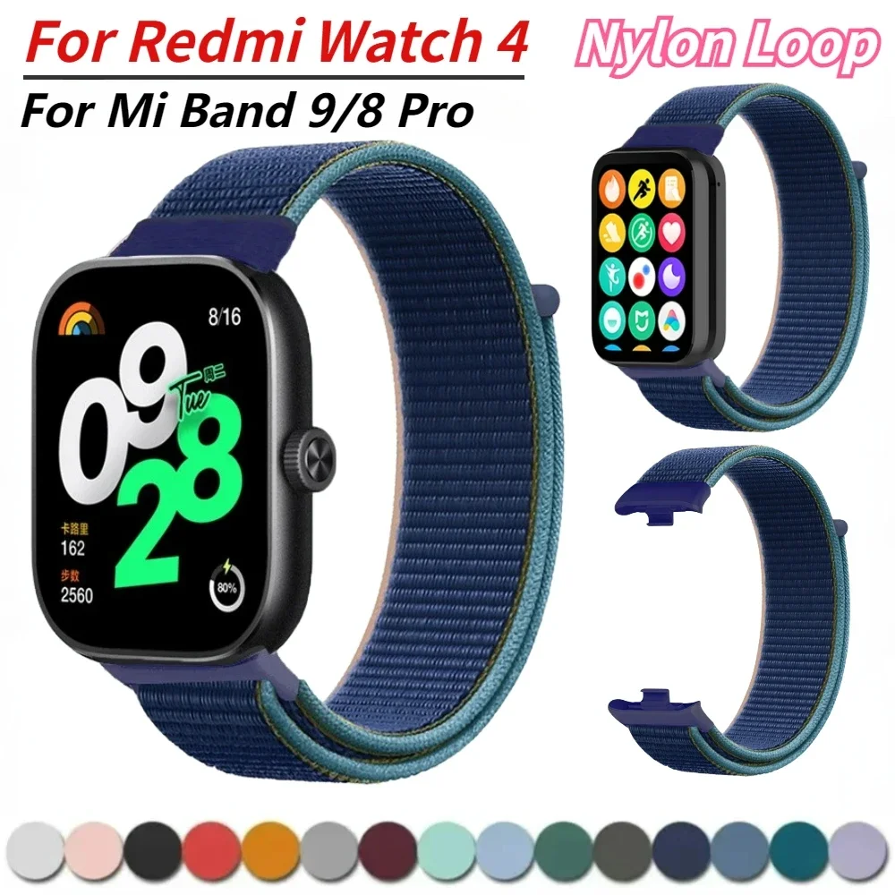 Breathable Strap for Xiaomi Redmi Watch 4/5 Nylon Loop Replaceable Wristband Smartwatch Belt for Mi Band 9/8 Pro Sport Watchband