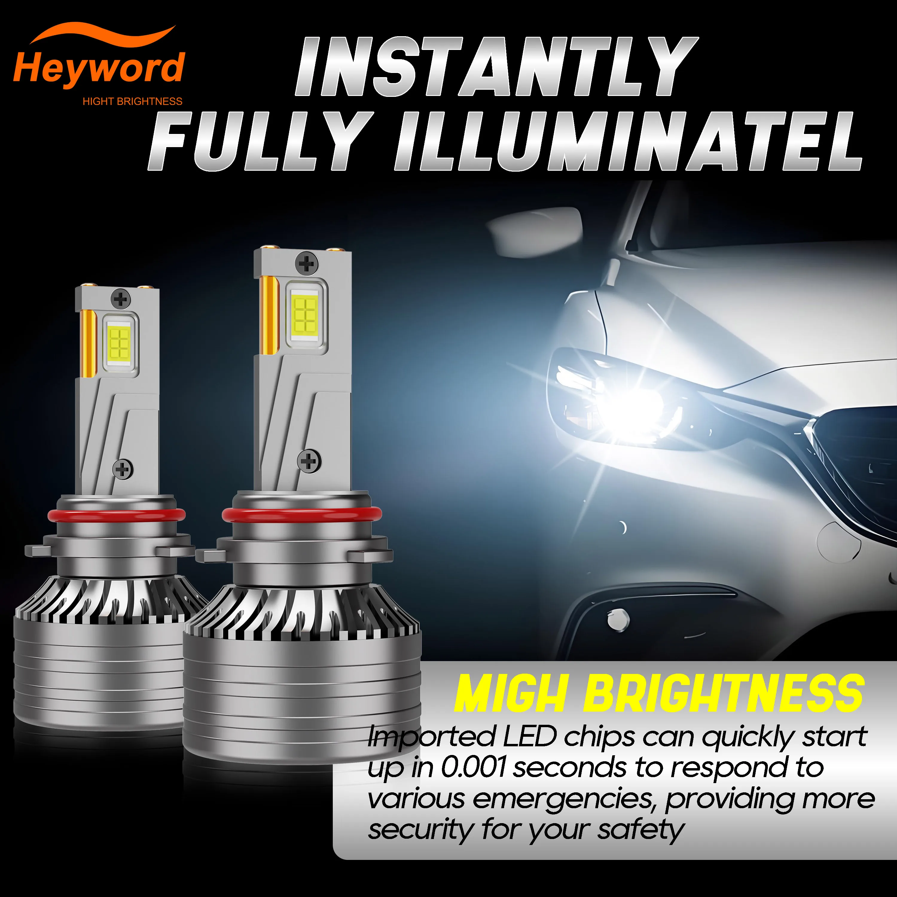 

Heyword H7 LED 60000LM Phares Canbus 6000K H1 H4 H11 9012 HIR2 H8 H9 9005 9006 HB3 HB4 Haute Puissance 6000K 3570 CSP Puces