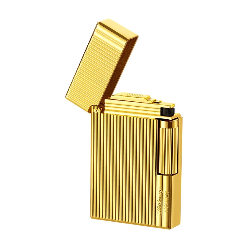 Metal Stripe Loud Lighter Unusual Lighters Cigarette Lighter Creative Wheel Lighter Butane Gas Lighter Open Fire Square Lighter