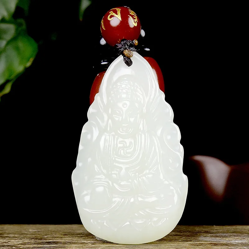 Hotan Jade Zodiac Dog And Pig Amityabha Buddha Pendant Eight Guardian Deities