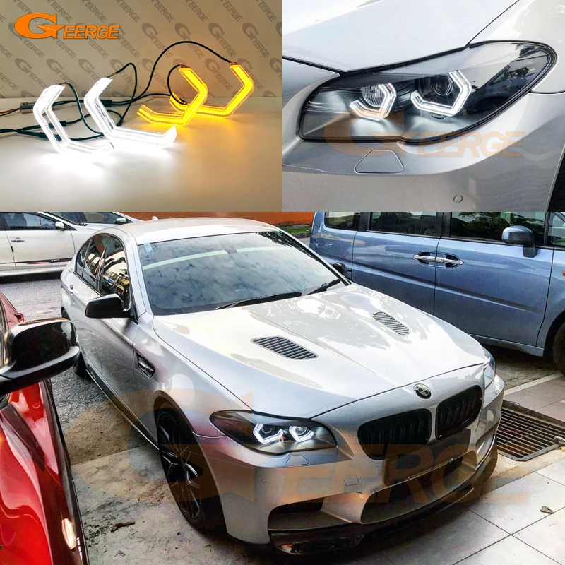 For BMW F10 F11 F18 Ultra Bright Crystal Concept M4 Iconic Style LED Angel Eyes Kit Halo Rings Day Light Car Accessories