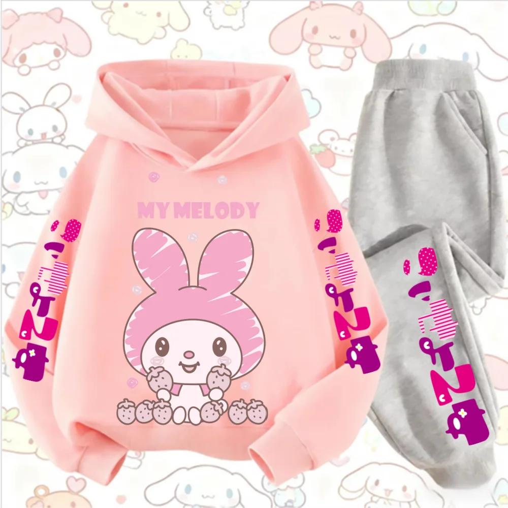 

Sanrio autumn baby girl clothing suit children Melody printed sweatshirt pullover and pants children's fashion new style