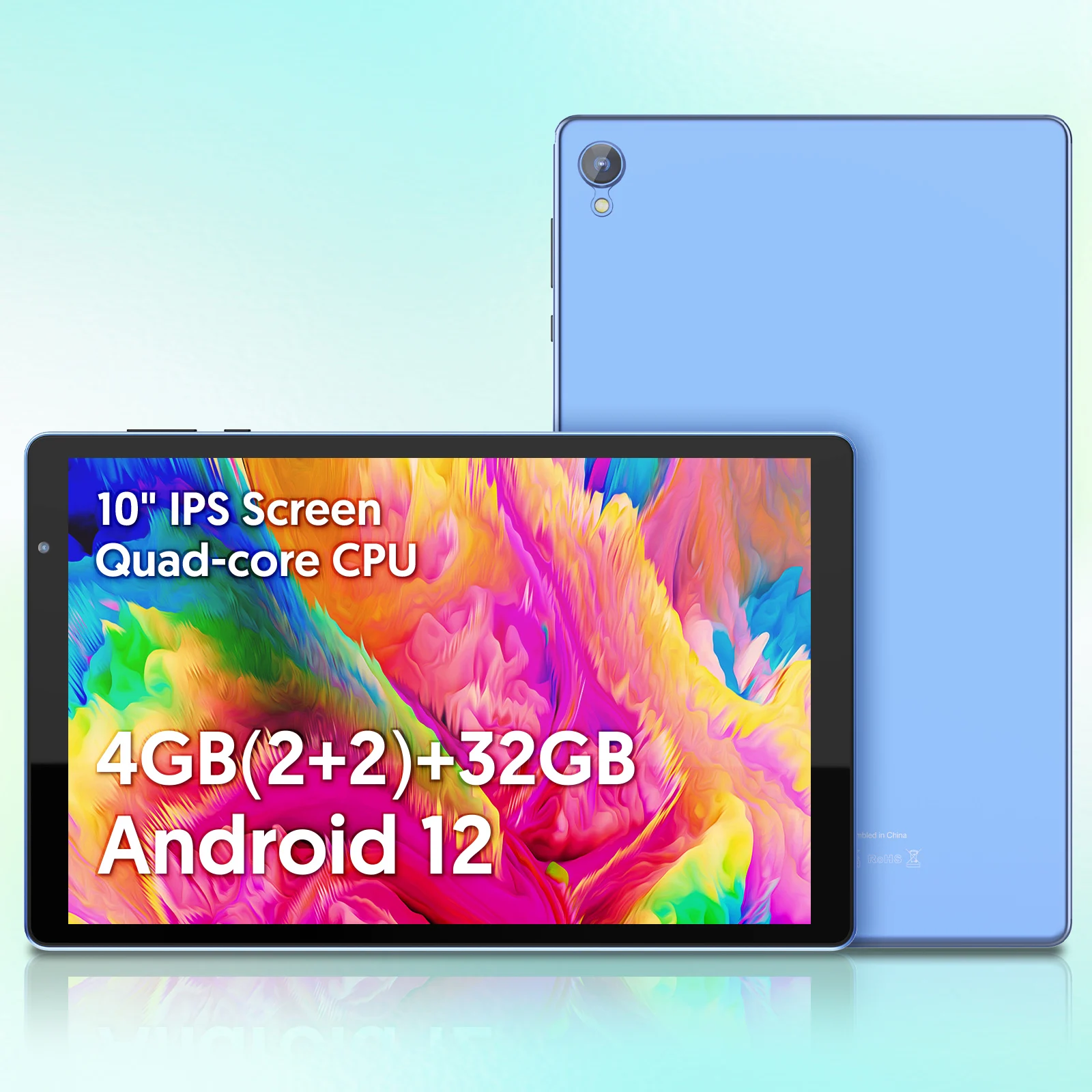 

10-inch Android tablet, quad-core processor, 4GB (2G + 2G memory expansion) RAM + 32GB ROM, 1280x800 IPS screen, WiFi, Bluetooth