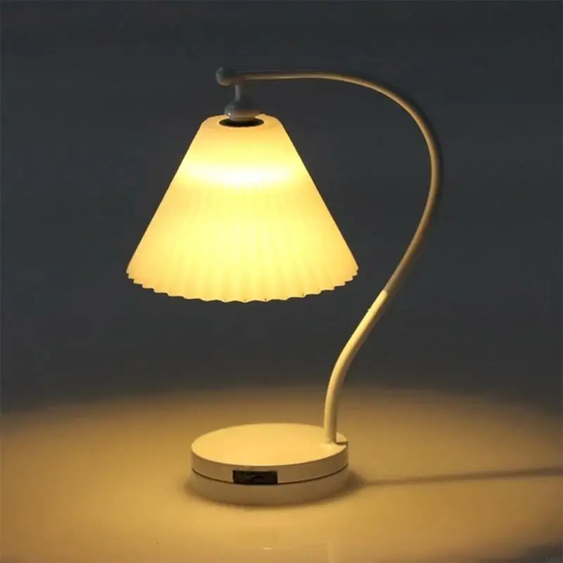 Y88D Realistic White Lamp Model for Dollhouses Bedroom Table Light Photo Props