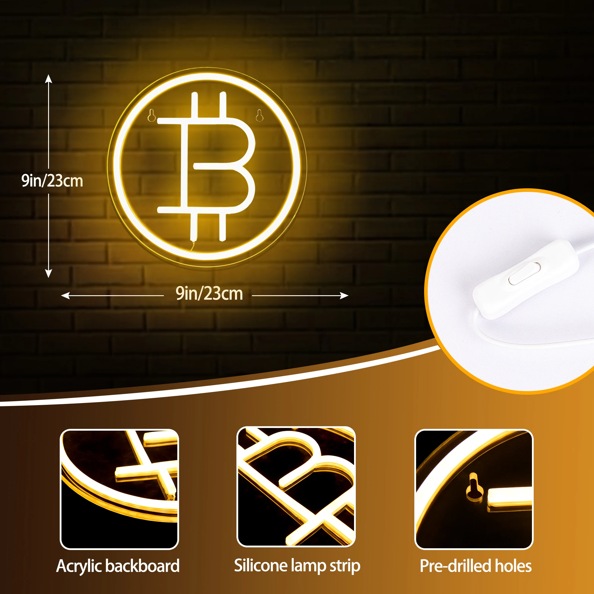 Bitcoin Neon Sign for Wall Decor Money LED Light Bitcoin Light for Store Bar Wall Decor Birthday Decor Bedroom Bitcoin Decor