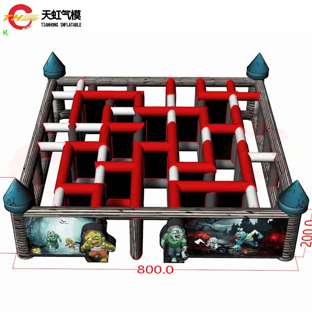 

2025 Новый дизайн 8x8 м надувной лабиринт-зомби надувной Хэллоуин дом с привидениями лабиринт вызов