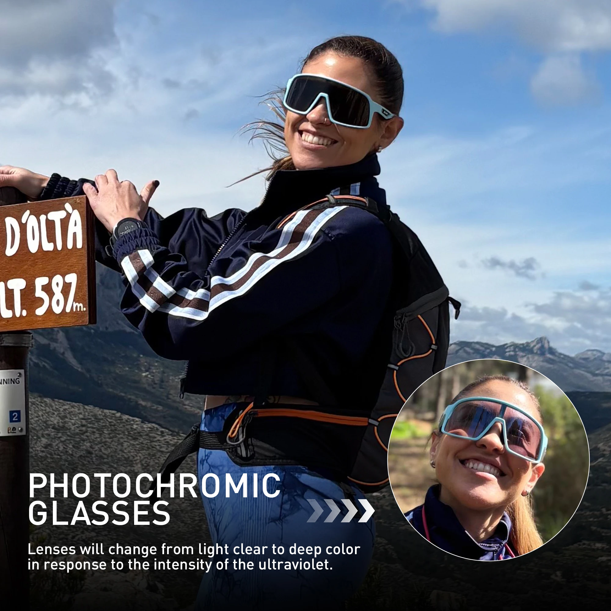 SCVCN Cycling Photochromic Eyewear UV400 Protection Outdoor Sports Glasses Men Women Outdoor Hiking Riding Fishing Glasses