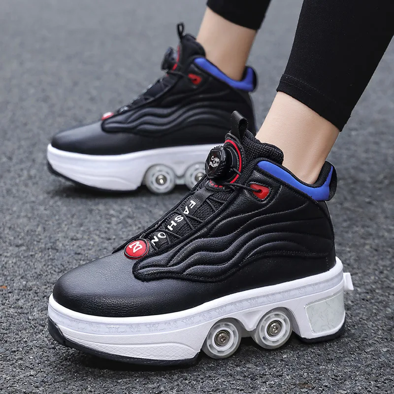 

Automatic high-value four-wheel runaway shoes boys and girls student version pulley deformation children's skating roller skates