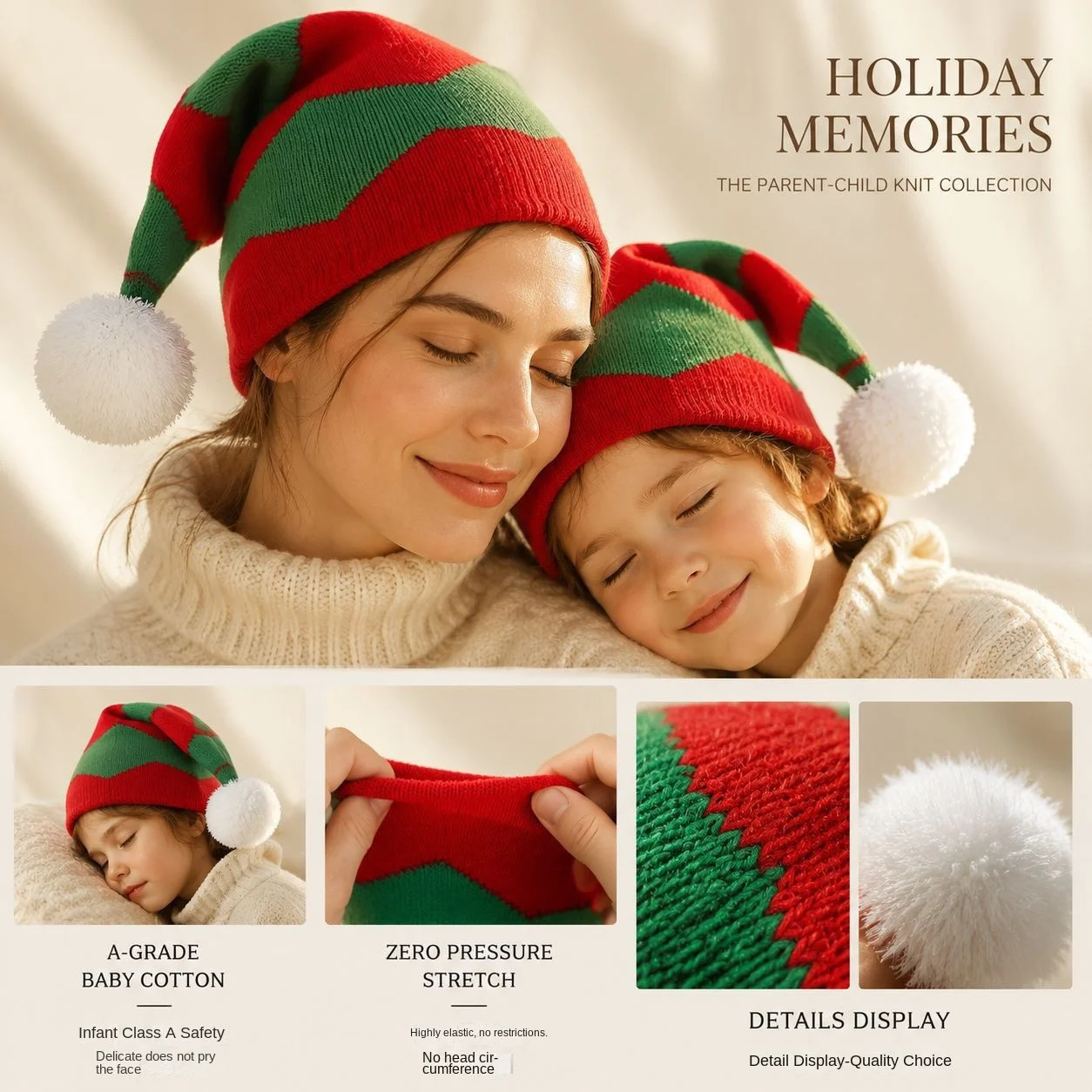 Family Match Christmas Hat Kids Mom Dad Santa Costume Festive Beanie Outdoor Activities Holiday Party Decoration Christmas Gifts