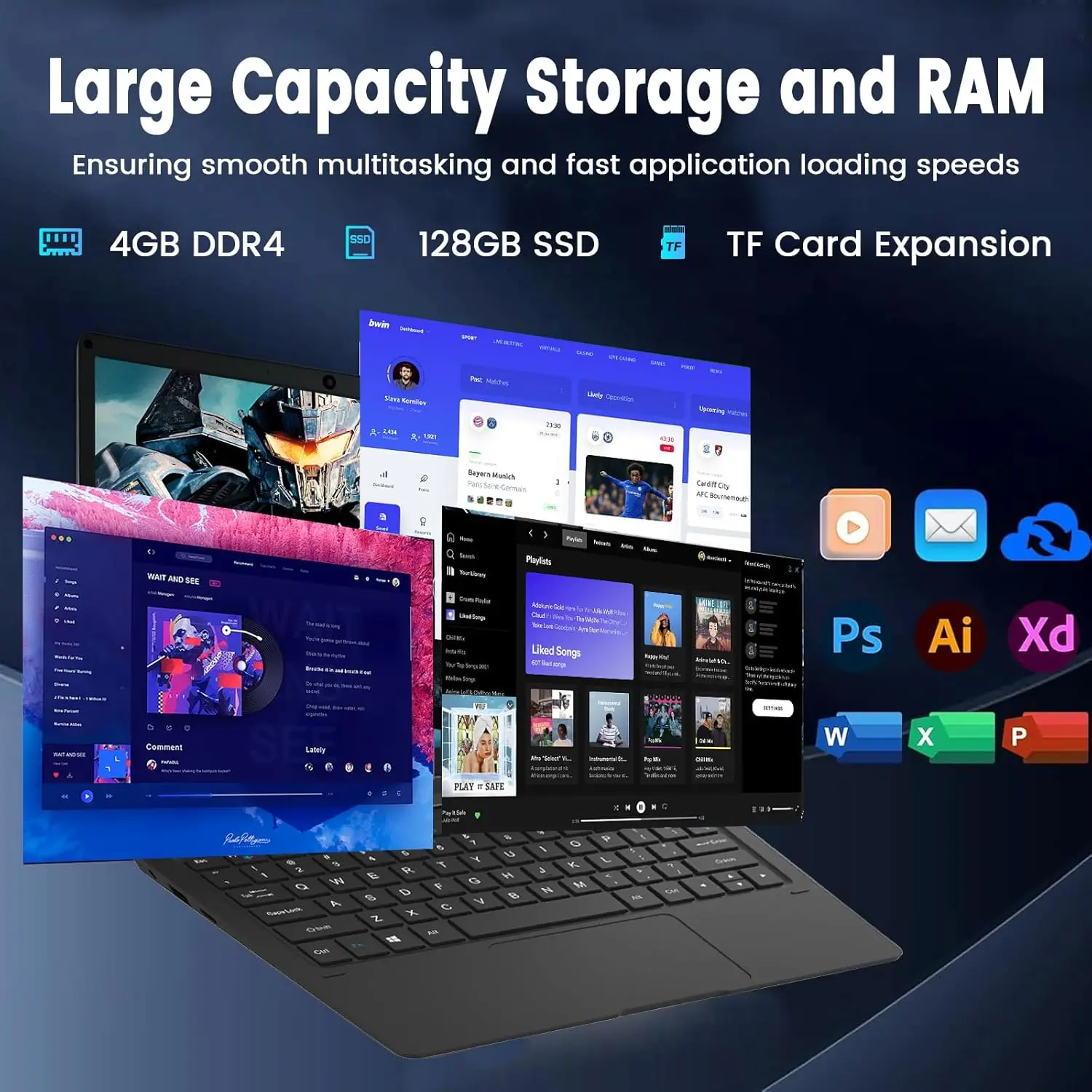 Azeyou 11.6” Laptop HD Display, Student Laptop Computer 4GB DDR4 RAM, 128GB SSD, Windows 11 Pro Laptops,Windows 11 Pro Laptops