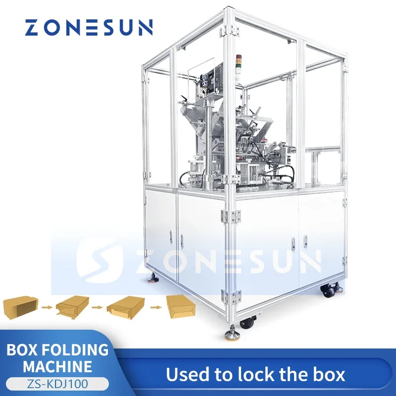 Zonesun Lock Bottom Cartoning Machine Cartoner Cardboard Box Making Equipment Carton Forming Machine ZS-KDJ100