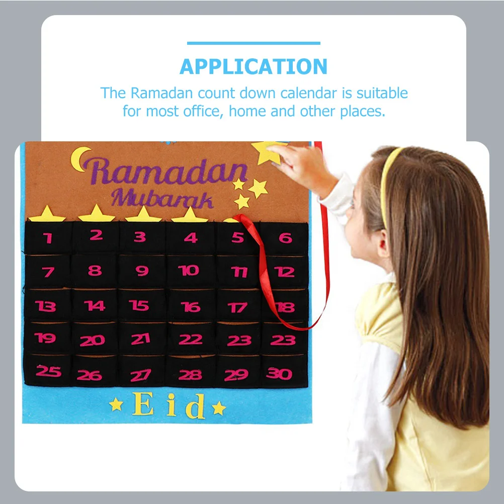 

Ramadan Hanging Calendar Felt Countdown Decorative Wall Calendar Ramadan Festival Eid Hanging Ornament Home Wall Decoration