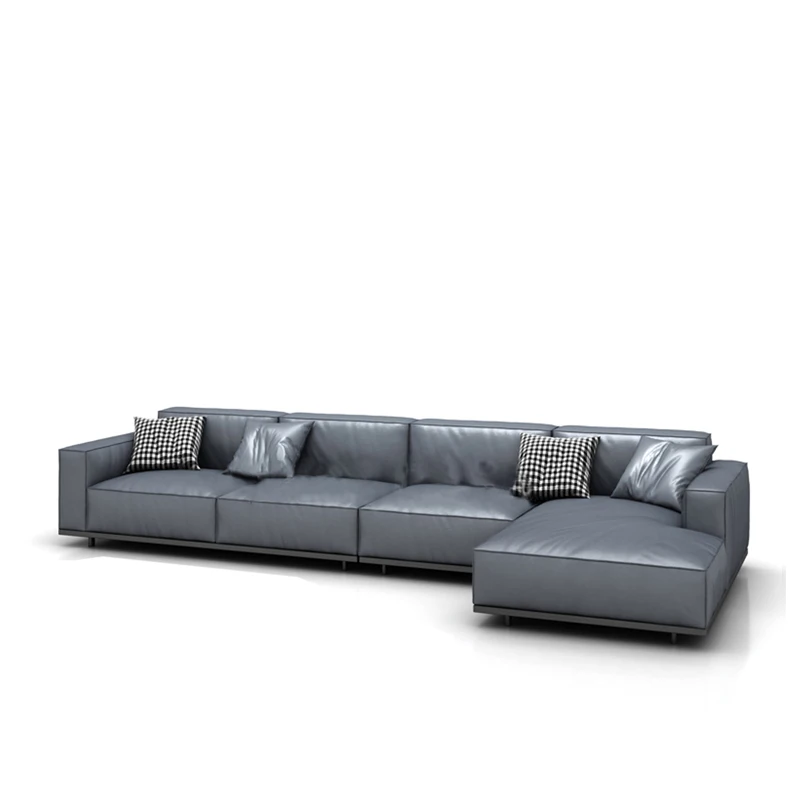 AIROW Modern Luxury L-shaped 7-seat Leather Sofa Set, Home Living Room Furniture