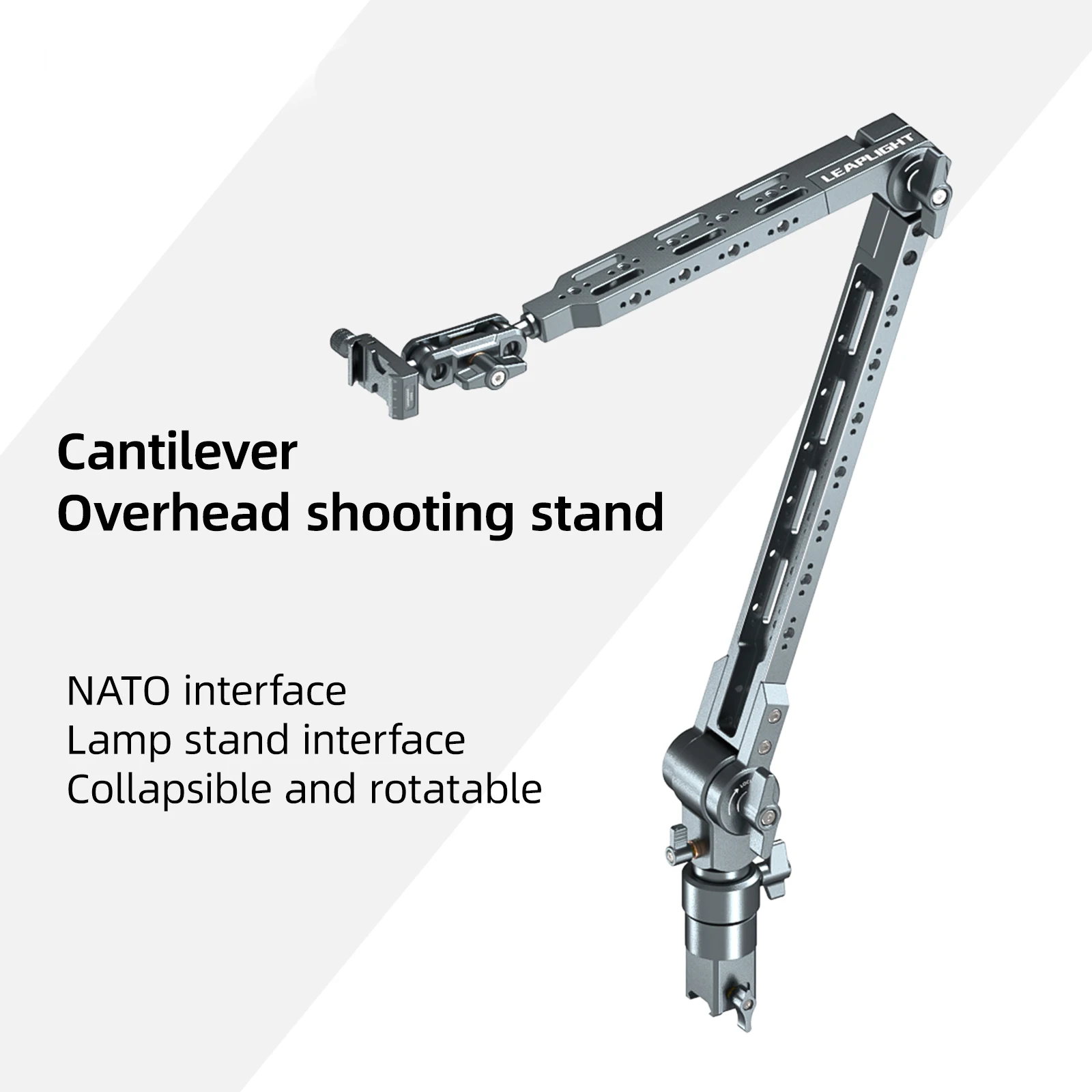 Overhead Camera Mount 360° Rotatable Cantilever Stand Articulating Arm with 1/4