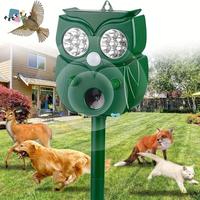 Owl Shape Ultrasonic Animal Repellant Solar Powered 14 LEDs Solar Animal Repeller Rechargeable Waterproof Cat Dog Repellant