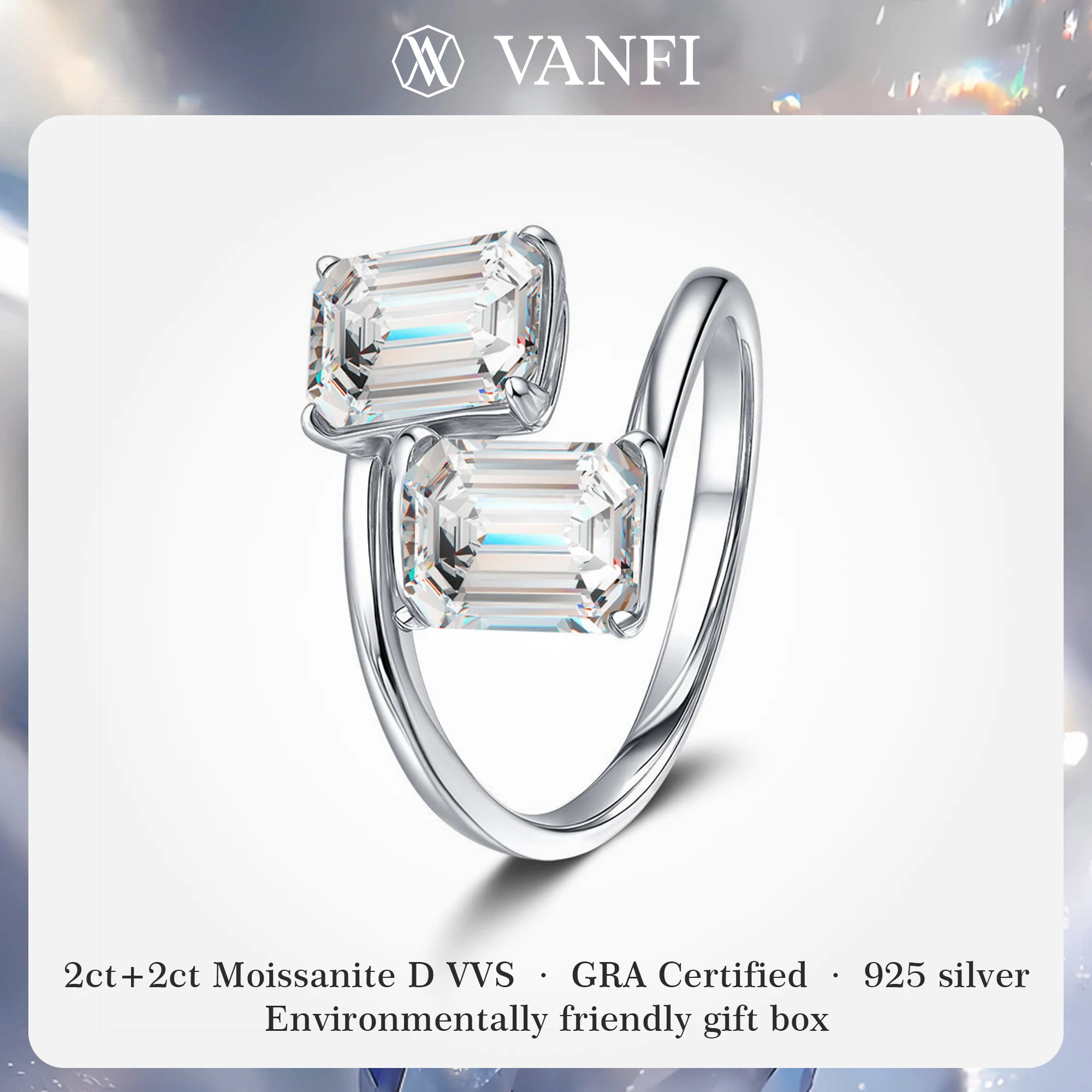 

Kfvanfi 4CT Moissanite Engagement Ring for Women 18K White Gold Plated 925 Sterling Silver Sparkling Luxury Praty Jewelry Gift