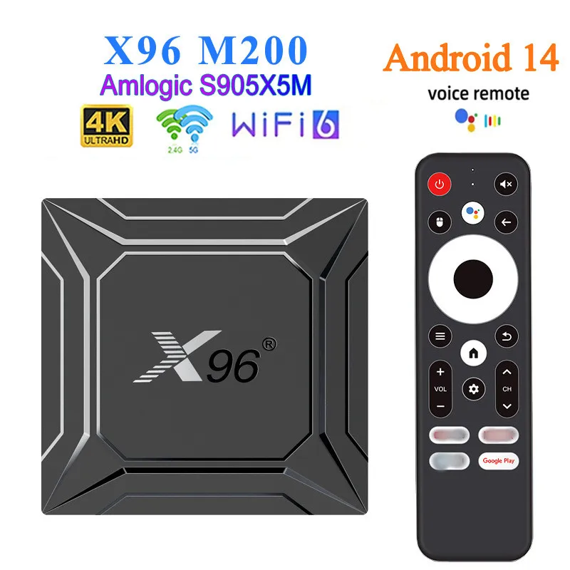

X96 M200 Android 14.0 Tv Box 4GB 64GB Amlogic S905X5M 2.4G/5G Wifi6 4K BT5.0 1000M Media Player Set Top Box