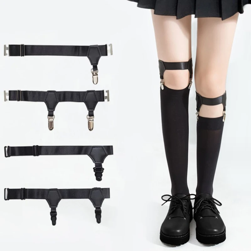 Women Sexy Punk Goth PU Leather Elastic Garter Leg Thigh Ring Clothing Accessory Leg Suspender Sexy Stockings Net sock Garters