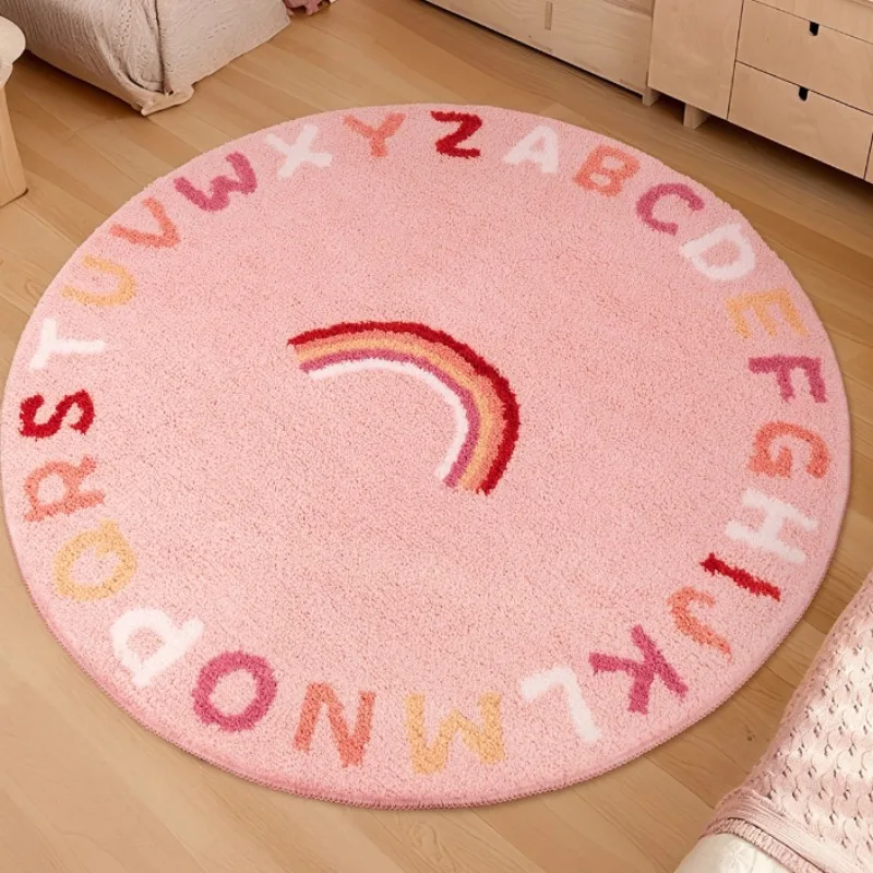 Nordic  Round Carpet Living Room Plush Floor Mat Children's Room Reading Area Cartoon Bedroom Study Swivel Chair Foot Mat