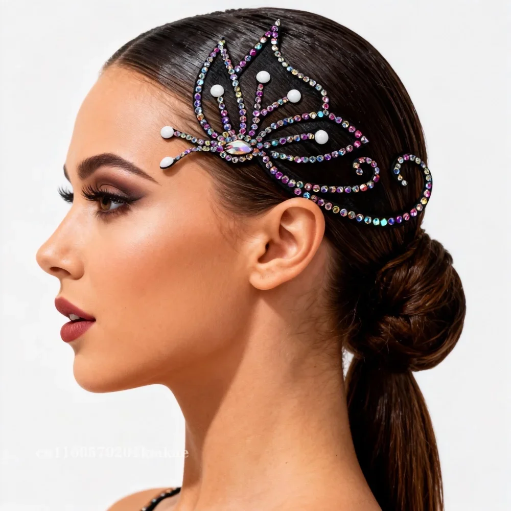 Bauchschmuck, lateinamerikanische Tanzaccessoires, AB-Steine, Kopfschmuck, modernes Tanzen, Gesellschaftstänze, Auftrittsaccessoires, Blumen-Haarspange – Detail 14