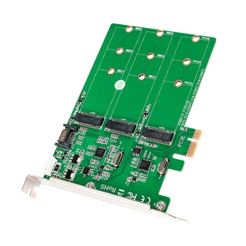 MAIWO KT024 Adapter Card SATA To Ngffx3 PCIE TO M.2(NGFF) SSD Adapter Card Equipped With 120Mm Metal Baffle