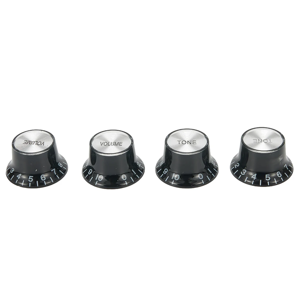 Guitar 2 Tone 2 Volume Control Knobs Silver Top Hat Bell For Gibson Les Paul SG Aluminum Acrylic Hand Guitar Knobs Accessories