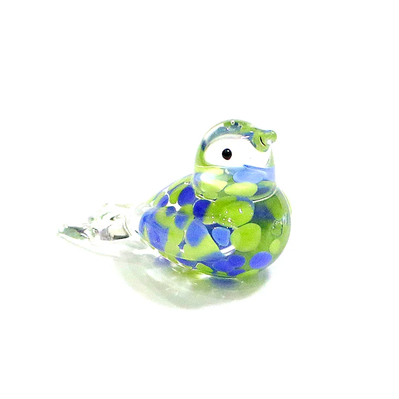 

Custom Long 4cm Handmade Glass Bird Art Figurine Colorful Mini Cute Animal Ornament Home Tabletop Fairy Garden Decor Accessories