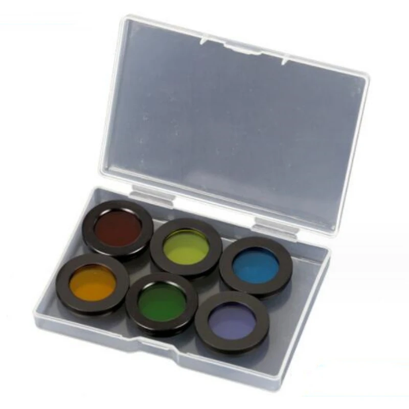 Agnicy Planet Moon Nebula Filter Lens 1.25 Inches Delay M28 with Plastic Box 6 Colors Set Green Red Blue Yellow Orange Purple