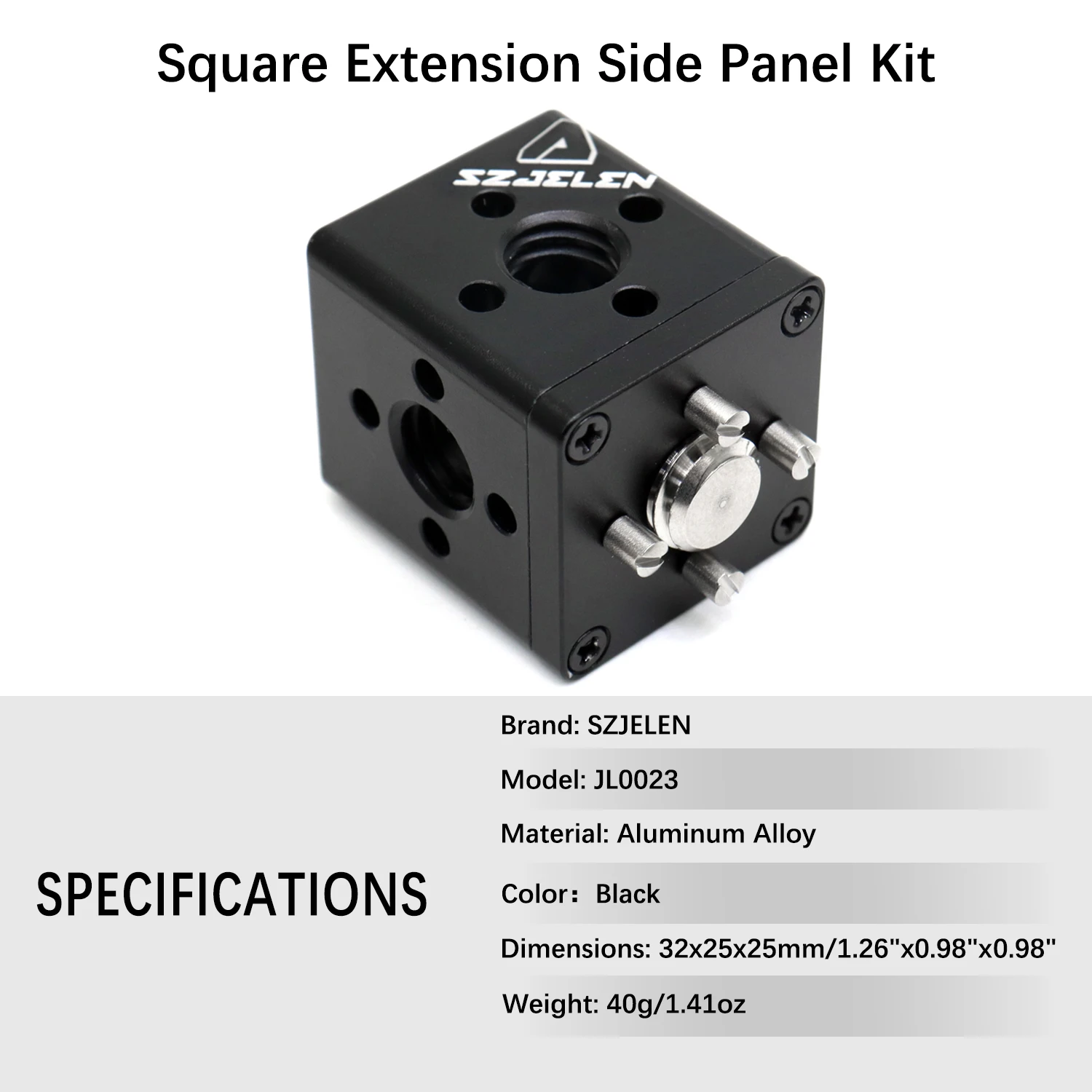 Camera 3/8 screw extension side panel kit with removable square extension handle