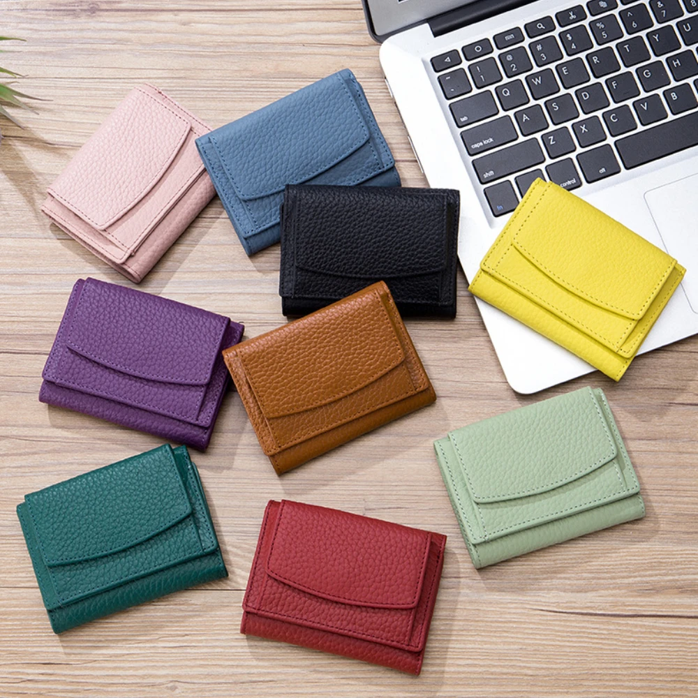 Multi Function Genuine Leather Women\'s Purse Rfid Coin Bag Mini Wallet Short Purse