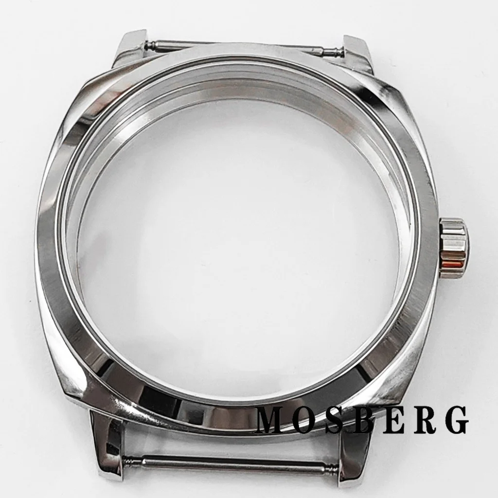 42mm Silver Watch Case Solid Stainless Steel Sapphire Glass For ETA 6497 6498 ST3600 Watches Movement