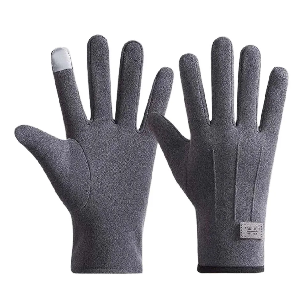 

Plush Couple Anti-cold Gloves Soft Solid Color Thickened Suede Gloves Warmer Touch Screen Windproof Finger Mittens Outdoor